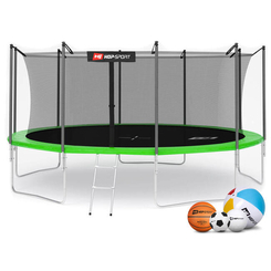 Ігрові комплекси, гойдалки, гірки - Батут Hop-Sport 16ft 488cm зелений з внутрішньою сіткою (182)