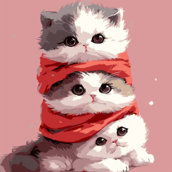 Товари для малювання - Картина за номерами Strateg Кошенята в шарфику 30 х 30 см (ES-0909)