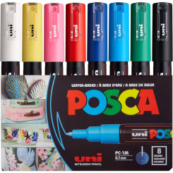 Канцтовары - Набор маркеров UNI Posca 8 шт (PC-1M 8C) Канцтовары - Набор маркеров UNI Posca 8 шт (PC-1M 8C)