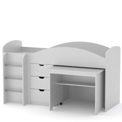 Детская мебель - Кровать чердак Универсал Компанит Нимфея альба (белый) (hub_h3soax)