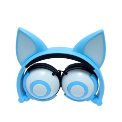 Портативные колонки и наушники - Наушники LINX Bear Ear Headphone с ушками Лисички LED Голубой (SUN2650)