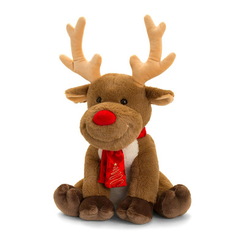 М'які тварини - М'яка іграшка Keel toys Олень із різдвяним шарфиком 35 см (SX2664)
