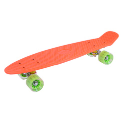 Пенниборд - Скейт GO Travel оранжевый с зелеными прозрачными колесами (LS-P2206OGT)