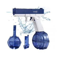 Водное оружие - Водный Пистолет Электрический Глок Детский Аккумуляторный + Две Обоймы Glock 18 BB Синий (674)