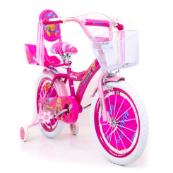Велосипеды - Велосипед Rueda BARBIE 18 дюймов БАРБИ с корзинкой и боковыми колесами от 6 лет Розовый (758048198)