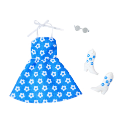 Одяг та аксесуари - Набір одягу Barbie Блакитна в білі квіти сукня, чоботи та окуляри (GWD96/HYV22) Одяг та аксесуари - Набір одягу Barbie Блакитна в білі квіти сукня, чоботи та окуляри (GWD96/HYV22)