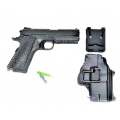 Стрілецька зброя - Дитячий пістолет на кульках "Colt 1911 Rail" Galaxy G25+ метал чорний з кобурою (41455)