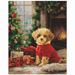 Мозаика - Алмазная мозаика Ідейка Пудель у елки 40 х 50 см (AMO20011) Мозаика - Алмазная мозаика Ідейка Пудель у елки 40 х 50 см (AMO20011)