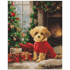 Мозаика - Алмазная мозаика Ідейка Пудель у елки 40 х 50 см (AMO20011)