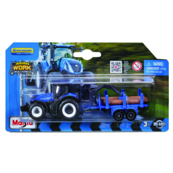 Автомоделі - ​Автомодель Maisto Mini Work Machine Трактор з причепом синій​ (15590/1)