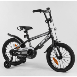 Велосипеды - Велосипед CORSO 16" (собран на 75%) стальная рама, стальные противоударные диски с усиленной спицей Black/White (101994)
