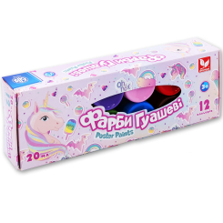 Канцтовары - Краски гуашь Школярик Unicorn 12 цветов (301221008-UA)