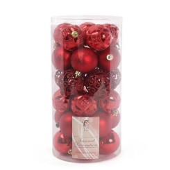 Аксесуари для свят - Набір пластикових новорічних куль Flora 30 шт D-6 см Червоний (12073) (MR62537)