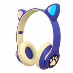 Портативні колонки та навушники - Дитячі навушники з вушками CatEar ME-3CE Bluetooth бездротові з LED підсвічуванням та MicroSD до 32Гб Dark Blue (GD HS-309/4)
