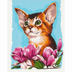 Товары для рисования - Картина по номерам Brushme Котик в цветах (BS53585)