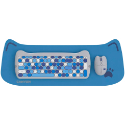 Клавіатура і миші - ​Комплект бездротовий Canyon HSET-W6 Kitty Edition Wireless Blue (5291485015633)