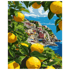 Товари для малювання - Картина за номерами Strateg Лимонний пейзаж 40 х 50 см (VG018)