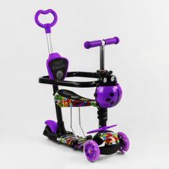 Самокати - Самокат з бортиком Best Scooter PU колеса світяться 5 в 1 Graffiti Violet (104483)