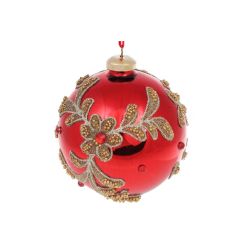 Аксесуари для свят - Ялинкова куля BonaDi 10 см Червоний із золотим (874-283) (MR62987)