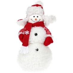 Аксессуары для праздников - Мягкая игрушка Снеговичок в шапке-ушанке 33 см Bona DP43095 Белый