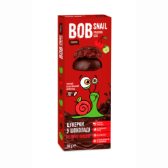 Сладости - Натуральные конфеты Bob Snail Яблочно-вишневые в бельгийском черном шоколаде (4820219341291)