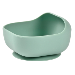 Детская посуда и аксессуары - Миска Beaba силиконовая на присоске с бортиком оливковая (913613)