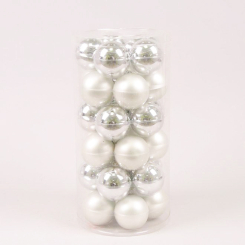 Аксессуары для праздников - Шарики стеклянные Flora D-5,7 см 30 шт Серебристый с белым (44513) (MR63090)