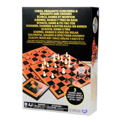 Настольные игры - Набор из трех настольных игр Spin Master Шахматы шашки и крестики нолики (SM98377/6033146)