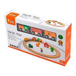 Залізниці та потяги - Ігровий набір Viga Toys Залізниця 19 деталей (51615)