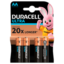 Акумулятори і батарейки - Батарейки алкалінові Duracell Ultra Power АА 1.5V LR6 4 шт (5000394062573b)