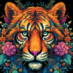 Товары для рисования - Картина по номерам Strateg Яркий тигр на черном фоне 40 х 40 (4823113872076/16AV4040-78)