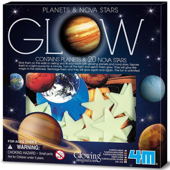 Наборы для творчества - Набор светящихся наклеек 4M Glow Планеты и 20 звезд (00-05635)