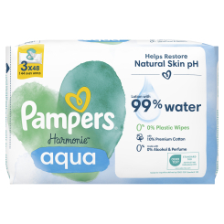 Товари для догляду - Вологі серветки Pampers Harmonie aqua 3х48 шт (8006540458525) Товари для догляду - Вологі серветки Pampers Harmonie aqua 3х48 шт (8006540458525)