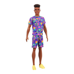 Ляльки - Лялька Barbie Fashionistas Кен афроамериканець у фіолетовій футболці і шортах (DWK44/GRB87)