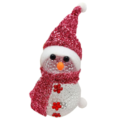 Ночники, проекторы - Ночник новогодний "Снеговичок" Bambi СХ-4-03 LED 15 см розово-красный (63943)