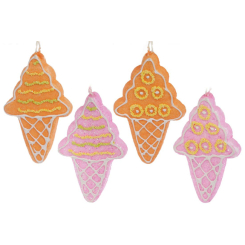 Аксессуары для праздников - Елочное украшение BonaDi Мороженое 4 шт 15 см Оранжевый/розовый (182-771) (MR63060)