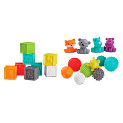 Развивающие игрушки - Мульти-сенсорный набор Infantino Мячики, кубики и зверьки (005373)