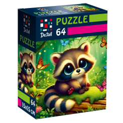 Пазлы - Пазл De.tail Енот с бабочками 64 детали (DT1234-12) Пазлы - Пазл De.tail Енот с бабочками 64 детали (DT1234-12)
