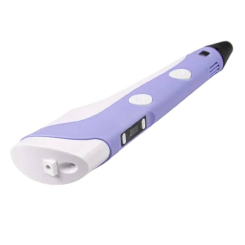 3D-ручки - 3D ручка c LCD дисплеем 3DPen Hot Draw 3 Violet+Досточка+Ножницы+Комплект эко пластика для рисования 109 метров (245480947/9)