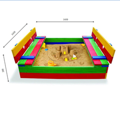 Игровые комплексы, качели, горки - Детская песочница SportBaby цветная с крышкой 145х145х24 (Песочница -11)