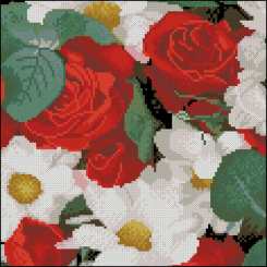 Мозаика - Алмазная картина Strateg Розы и ромашки 30 х 30 см (FZ3030-26)