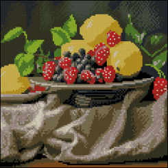 Мозаика - Алмазная картина Strateg Лимоны и ягоды 30 х 30 см (FZ3030-17)