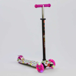 Самокати - Самокат дитячий пластмасовий з алюмінієвою трубкою керма + 4 колеса Best Scooter 13 x 55 см Pink/White (74466)