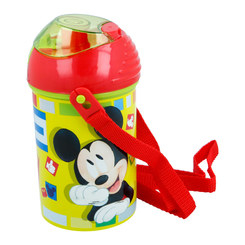 Пляшки для води - Пляшка Stor Disney Міккі Маус Акварелі з ремінцем 450 мл пластикова (Stor-44269)