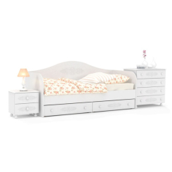 Дитячі меблі - Дитяче ліжко з комодом і тумбою Меблі UA Ассоль Белль прованс для дівчинки Білий / Белль Білий Дуб (44278)