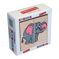 Развивающие игрушки - Кубики Komarov toys Сложи рисунок Звери Африки 4 шт (Т 611)