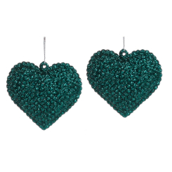 Аксесуари для свят - Набір ялинкових прикрас BonaDi Серце 2 шт 6 см Зелений (113-545) (MR62460)