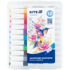 Канцтовари - Набір акрилових маркерів Kite Creative Jumbo 12 кольорів (K-1290)
