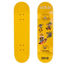Скейтборды - Скейтборд в сборе LUKAI SK-1245-1 роликовая доска со светящимися колесами Желтый