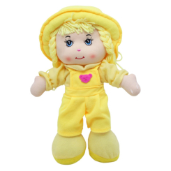 Куклы - Мягкая кукла Девочка в комбинезоне MiC желтая (R0614) (209857)